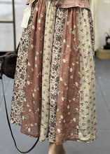 Load image into Gallery viewer, DIY Green Print Wrinkled Elastic Waist Linen Skirt Spring