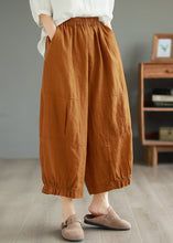 Load image into Gallery viewer, DIY Orange Ruffled Pockets Patchwork Linen Wide Leg Pants Summer