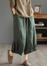 Load image into Gallery viewer, DIY Orange Ruffled Pockets Patchwork Linen Wide Leg Pants Summer