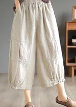 Load image into Gallery viewer, DIY Orange Ruffled Pockets Patchwork Linen Wide Leg Pants Summer