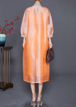 Load image into Gallery viewer, DIY Orange Stand Collar Lace Patchwork Silk Dress Bracelet Sleeve