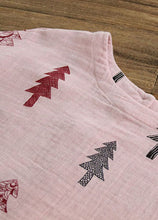 Load image into Gallery viewer, DIY Pink O Neck Print Cinched Patchwork Cotton Shirt Top Summer