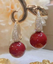 Load image into Gallery viewer, DIY Red Copper Overgild Zircon Pearl Drop Earrings