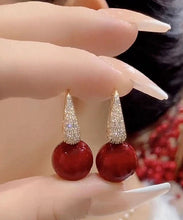 Load image into Gallery viewer, DIY Red Copper Overgild Zircon Pearl Drop Earrings