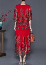 Load image into Gallery viewer, DIY Red Embroidered Tulle Vacation Dresses Summer