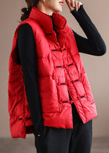 Load image into Gallery viewer, DIY Red Stand Collar Pockets Oriental Winter Puffer Vest