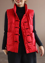 Load image into Gallery viewer, DIY Red Stand Collar Pockets Oriental Winter Puffer Vest