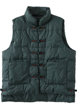 Load image into Gallery viewer, DIY Red Stand Collar Pockets Oriental Winter Puffer Vest