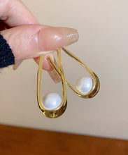 Load image into Gallery viewer, DIY Silk Alloy Pearl Asymmetrical U Shaped Hoop Earrings