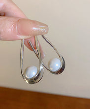 Load image into Gallery viewer, DIY Silk Alloy Pearl Asymmetrical U Shaped Hoop Earrings