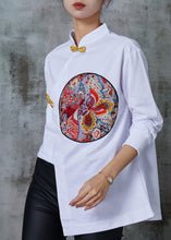 Load image into Gallery viewer, DIY White Asymmetrical Embroidered Cotton Blouses Spring