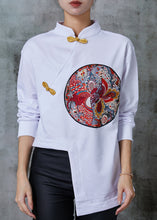 Load image into Gallery viewer, DIY White Asymmetrical Embroidered Cotton Blouses Spring