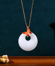 Load image into Gallery viewer, DIY White Copper Overgild Jade Enamel Butterfly Pendant Necklace