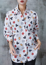 Load image into Gallery viewer, DIY White Oversized Print Cotton Blouse Top Spring