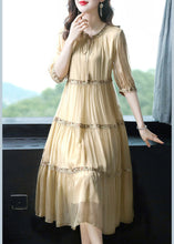 Load image into Gallery viewer, DIY Yellow Ruffled Patchwork Silk Maxi Dresses Summer