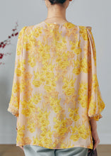 Load image into Gallery viewer, DIY Yellow Ruffled Print Chiffon Top Summer