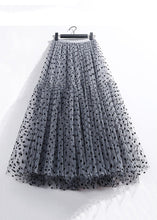 Load image into Gallery viewer, Dark Gray Dot Pleated Tulle Skirt High Waist Summer