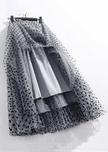 Load image into Gallery viewer, Dark Gray Dot Pleated Tulle Skirt High Waist Summer