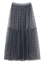 Load image into Gallery viewer, Dark Gray Dot Pleated Tulle Skirt High Waist Summer