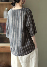 Load image into Gallery viewer, Dark Gray V Neck Button Linen Shirts Half Sleeve