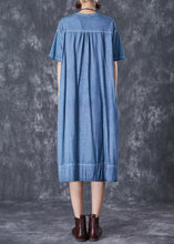 Load image into Gallery viewer, Denim Blue Cotton Robe Dresses Oversized Pockets Summer