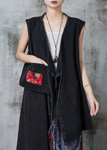 Load image into Gallery viewer, Diy Black Asymmetrical Patchwork Denim Two Piece Suit Set Spring