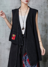 Load image into Gallery viewer, Diy Black Asymmetrical Patchwork Denim Two Piece Suit Set Spring