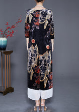 Load image into Gallery viewer, Diy Black Oversized Print Silk Velour Long Dress Bracelet Sleeve