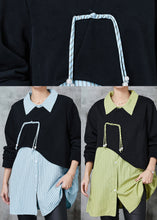 Load image into Gallery viewer, Diy Blue Striped Patchwork Cotton Loose Sweatshirts Top Spring