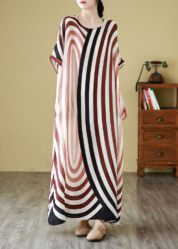 Diy Colorblock Oversized Striped Cotton Robe Dresses Summer