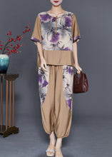 Load image into Gallery viewer, Diy Khaki Oversized Patchwork Tassel Linen Women Sets 2 Pieces Summer