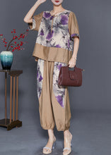 Load image into Gallery viewer, Diy Khaki Oversized Patchwork Tassel Linen Women Sets 2 Pieces Summer