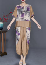 Load image into Gallery viewer, Diy Khaki Oversized Patchwork Tassel Linen Women Sets 2 Pieces Summer