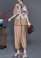 Load image into Gallery viewer, Diy Khaki Oversized Patchwork Tassel Linen Women Sets 2 Pieces Summer