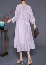 Load image into Gallery viewer, Diy Light Purple V Neck Cinched Silk Cotton Long Dresses Summer