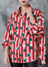 Load image into Gallery viewer, Diy Red Rabbit Striped Silk Shirt Tops Spring