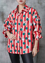 Load image into Gallery viewer, Diy Red Rabbit Striped Silk Shirt Tops Spring