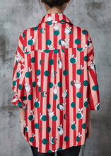 Load image into Gallery viewer, Diy Red Rabbit Striped Silk Shirt Tops Spring