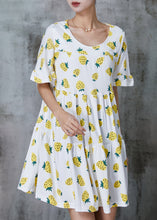 Load image into Gallery viewer, Diy Yellow Oversized Print Cotton Mini Dress Summer