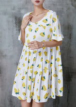 Load image into Gallery viewer, Diy Yellow Oversized Print Cotton Mini Dress Summer