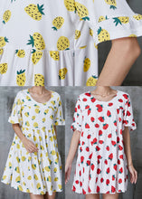 Load image into Gallery viewer, Diy Yellow Oversized Print Cotton Mini Dress Summer