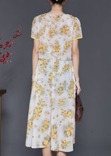 Load image into Gallery viewer, Diy Yellow Tasseled Print Draping Chiffon Long Dress Summer