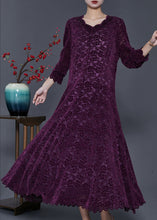 Load image into Gallery viewer, Dull Purple Silm Fit Lace Vestidos Dresses Exra Large Hem Spring