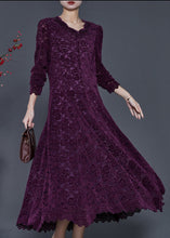 Load image into Gallery viewer, Dull Purple Silm Fit Lace Vestidos Dresses Exra Large Hem Spring