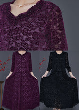 Load image into Gallery viewer, Dull Purple Silm Fit Lace Vestidos Dresses Exra Large Hem Spring