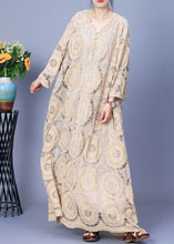 Load image into Gallery viewer, Elegant Apricot Hollow Out Lace Patchwork Cotton Long Dress Spring