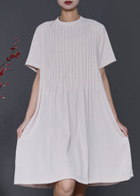 Load image into Gallery viewer, Elegant Apricot O-Neck Wrinkled Cotton Dresses Summer