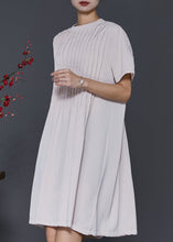 Load image into Gallery viewer, Elegant Apricot O-Neck Wrinkled Cotton Dresses Summer