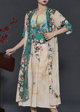 Load image into Gallery viewer, Elegant Apricot Print Chiffon Fake Two Piece Dress Summer