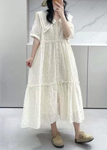 Load image into Gallery viewer, Elegant Apricot Ruffled Button Cotton Shirts Dresses Summer